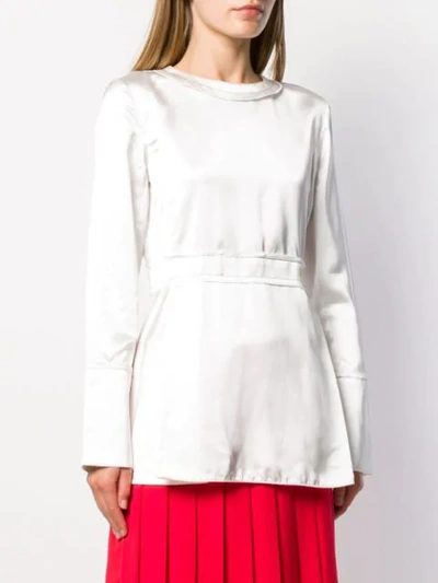 Shop Marni Contrast Stitching Detail Blouse In White