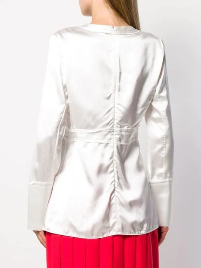 Shop Marni Contrast Stitching Detail Blouse In White