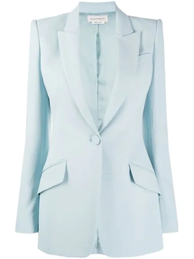 Shop Alexander Mcqueen Single-button Structured Style Blazer In Blue