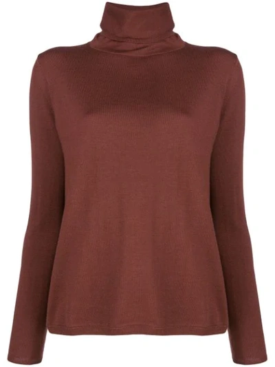 Shop Aspesi Fine Knit Turtleneck Sweater - Brown