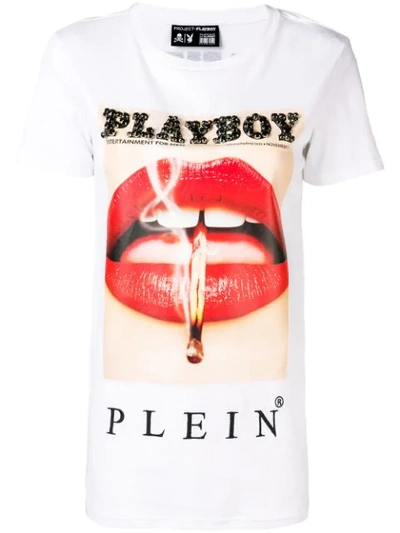 Shop Philipp Plein Playboy T In White