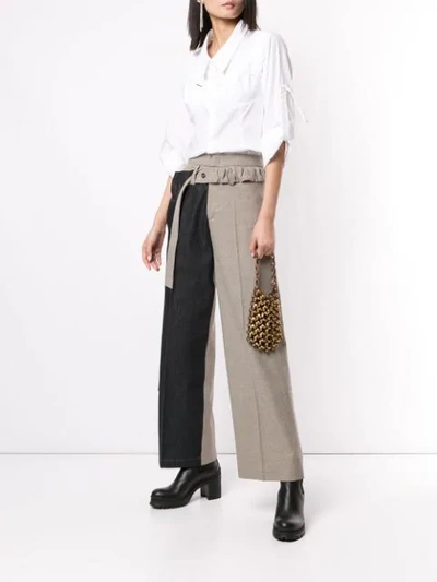Shop Delada Two-tone Trousers In Blue