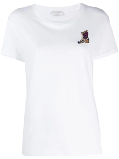 Shop Sandro Embroidered T In Blanc