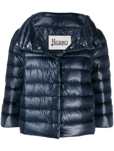 Shop Herno Three-quarter Sleeved Jacket - Blue