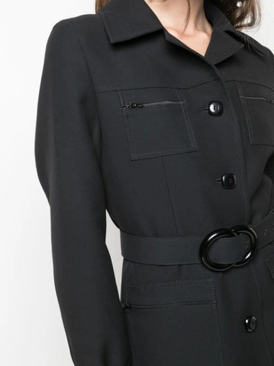 Shop Gucci Double G Belted Shirt Dress In Black