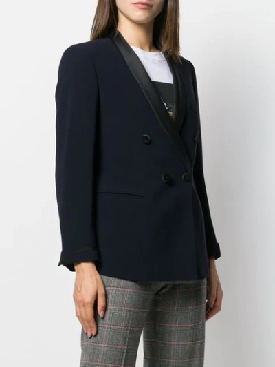 Shop Alberto Biani Fitted Double-breasted Blazer In Blue