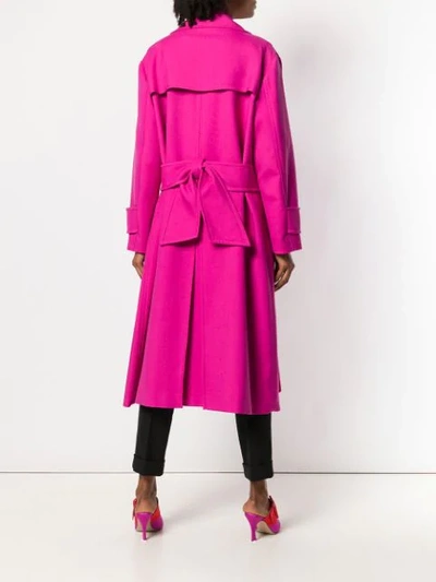 Shop Valentino Double Breasted Tricotine Coat In Pink