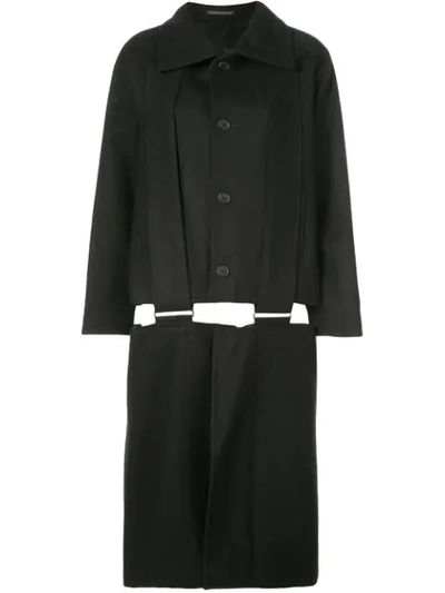 Shop Yohji Yamamoto Cut-out Detail Coat In Black