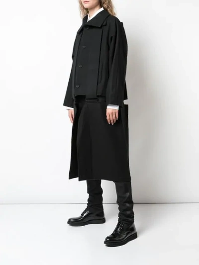 Shop Yohji Yamamoto Cut-out Detail Coat In Black