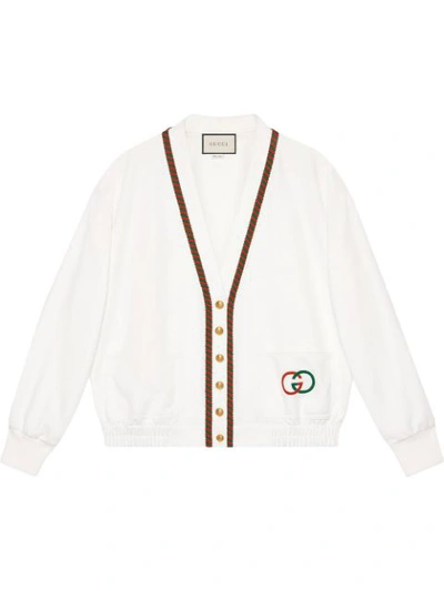 Shop Gucci Technical Jersey Cardigan In White