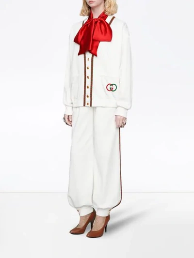 Shop Gucci Technical Jersey Cardigan In White