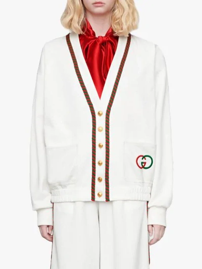 Shop Gucci Technical Jersey Cardigan In White