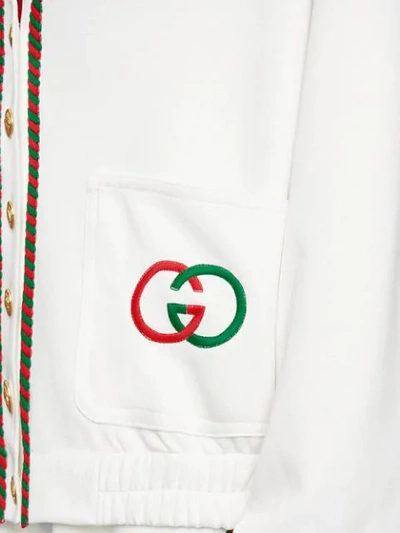 Shop Gucci Technical Jersey Cardigan In White