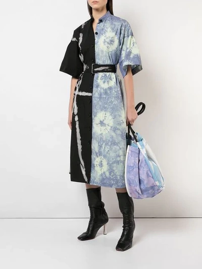 Shop Proenza Schouler Panelled Tie-dye Shirt Dress In Black