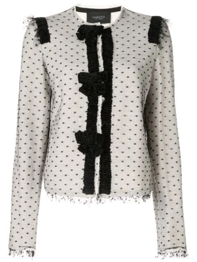 Shop Giambattista Valli Dotted Mesh Top Blazer In White