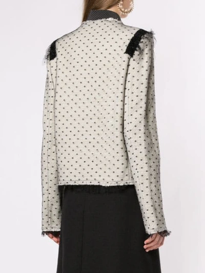 Shop Giambattista Valli Dotted Mesh Top Blazer In White