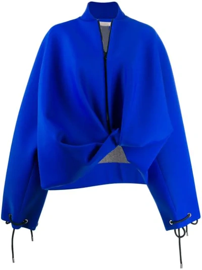 Shop Nina Ricci Oversized Asymmetric Bomber Jacket In Blue