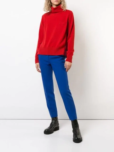 Shop Sacai Pleated Back Turtleneck Sweater In Red