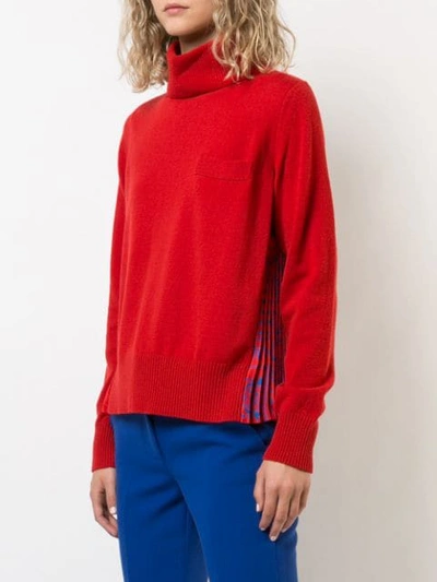 Shop Sacai Pleated Back Turtleneck Sweater In Red