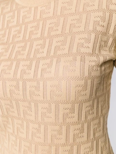 Shop Fendi Ff Embroidered Jumper In Neutrals