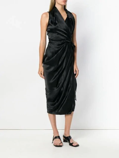Shop Rick Owens Wrap Style Midi Dress In Black