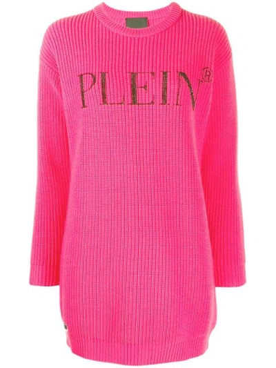 Shop Philipp Plein Statement Logo Jumper In Pink