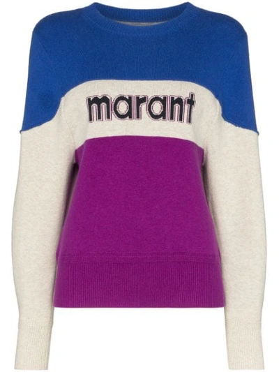 ISABEL MARANT ÉTOILE KEDY COLOUR-BLOCK LOGO JUMPER - 蓝色