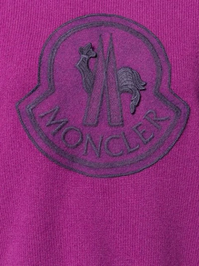 Shop Moncler Logo Patch Knitted Jumper In Purple