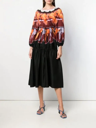 Shop Fendi Parrot Print Prairie Dress In Red