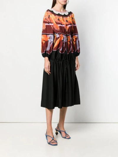 Shop Fendi Parrot Print Prairie Dress In Red