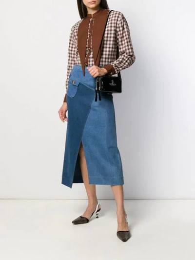 Shop Rejina Pyo Panelled Denim Skirt In Blue