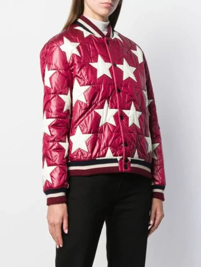 Shop Saint Laurent Star Quilted Bomber Jacket In Red