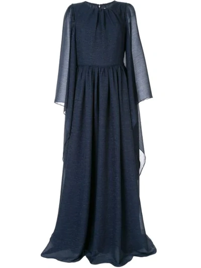 Shop Ingie Paris Draped Long-sleeved Dress In Blue