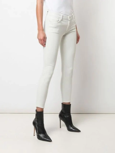 Shop J Brand Cropped Mid-rise Skinny Jeans In White