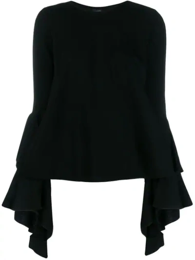 Shop Giambattista Valli Ruffled-sleeve Jumper In Black