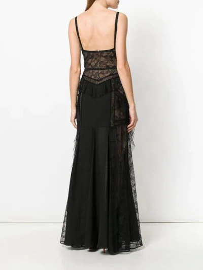 Shop Elie Saab Lace Panel Tiered Gown In Black