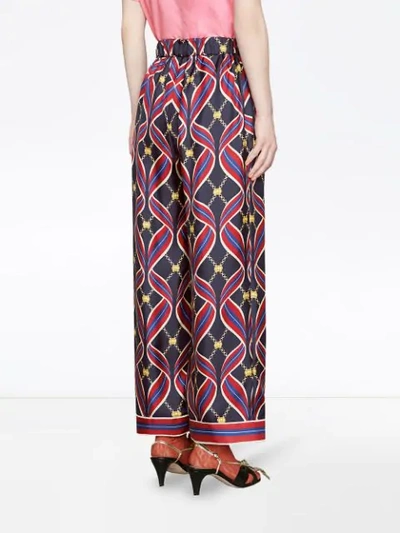 Shop Gucci Web-print Wide-leg Trousers In Red