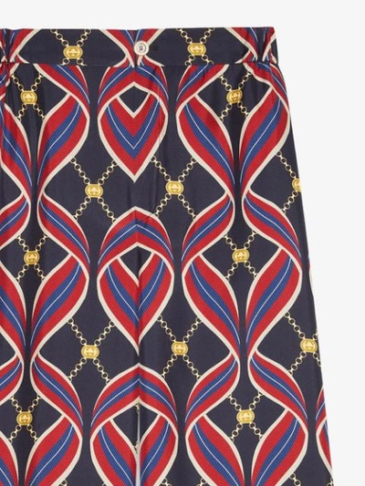 Shop Gucci Web-print Wide-leg Trousers In Red