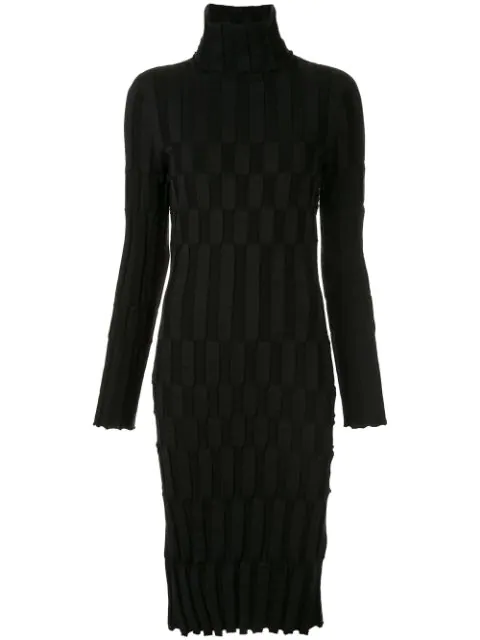 Yohji Yamamoto Geometric Knit Midi Dress In Black | ModeSens