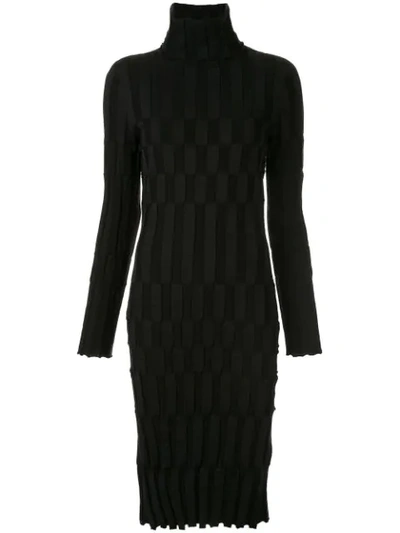 Shop Yohji Yamamoto Geometric Knit Midi Dress In Black