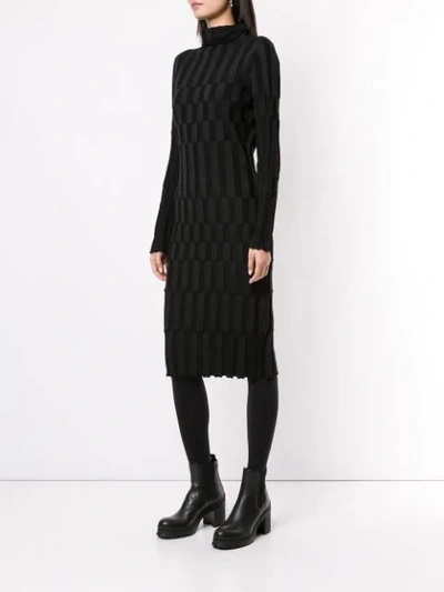 Shop Yohji Yamamoto Geometric Knit Midi Dress In Black