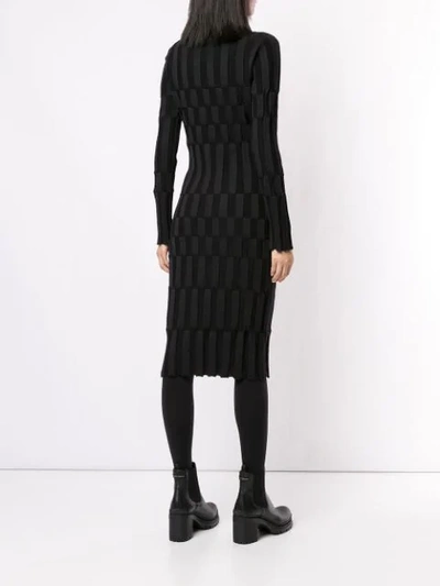 Shop Yohji Yamamoto Geometric Knit Midi Dress In Black
