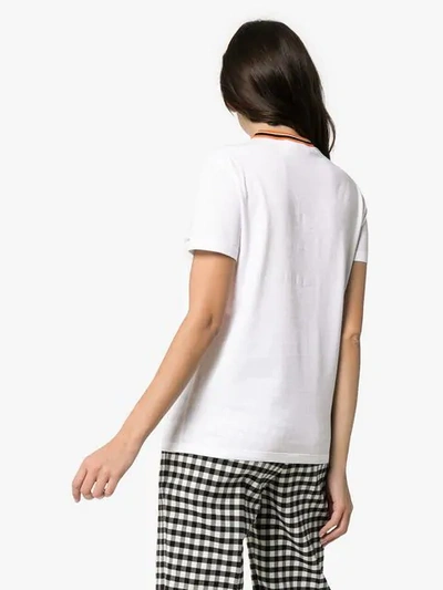 Shop Prada Ribbed Neck Logo Patch Cotton T-shirt In White
