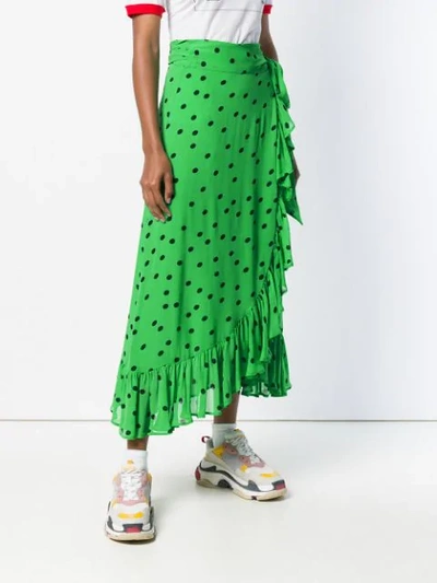 Shop Ganni Georgette Long Skirt - Green