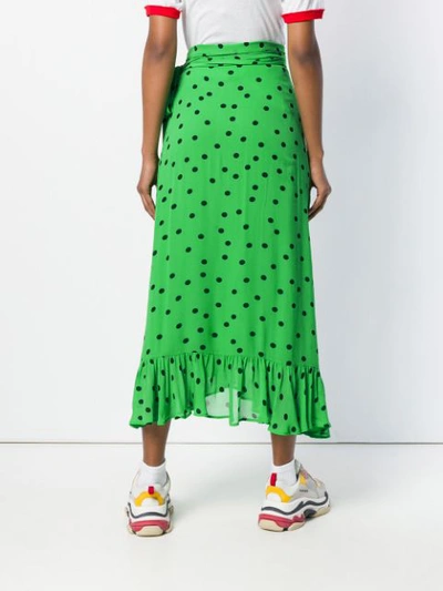 Shop Ganni Georgette Long Skirt - Green