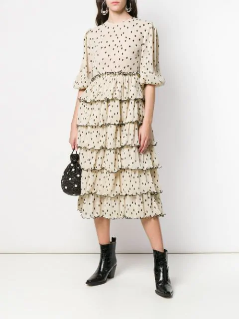 ganni lowell dress white