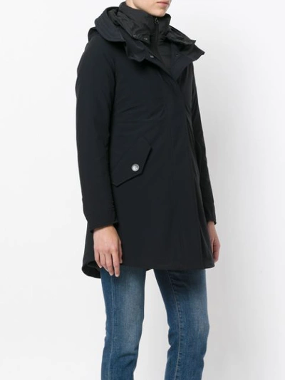 Shop Woolrich Wide Collar Padded Coat In Black