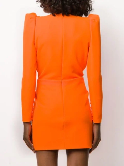 Shop Saint Laurent Deep V-neck Mini Dress In Orange
