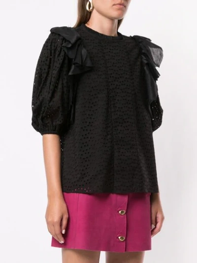 Shop Aje Embroidered Lola Blouse In Black
