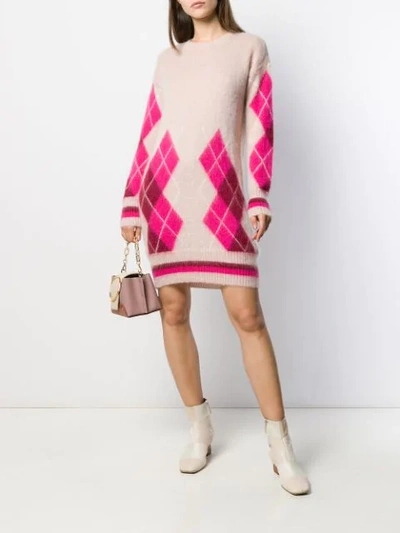 Shop Ballantyne Argyle Knit Dress In Pink